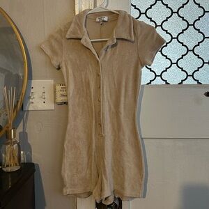 Frankie's Bikinis Cream Short Sleeve Romper